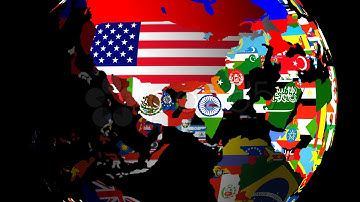 HD Spinning World Flag  Globe (Middle) Matt and Fill. Stock Footage
