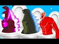 Godzilla king kong shin godzilla muto vs colossal titans  polish spinning toilet dance