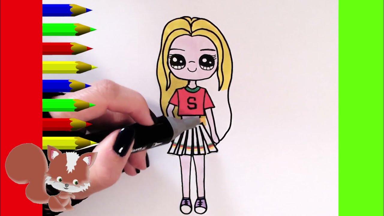 Dessin De La Belle Et La Bête Kawaii KAWAII COMMENT DESSINER ET COLORIER FACILE Jolie fille ⚘ Majorette - YouTube