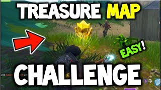 FORTNITE - Follow the treasure Map found in Dusty Depot! - EASY GUIDE! - CHALLENGE (Battle Royale)