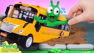 Wheels On the Bus  School Bus Goes to the Car Wash  Kid Learning  Pea Pea Cartoon