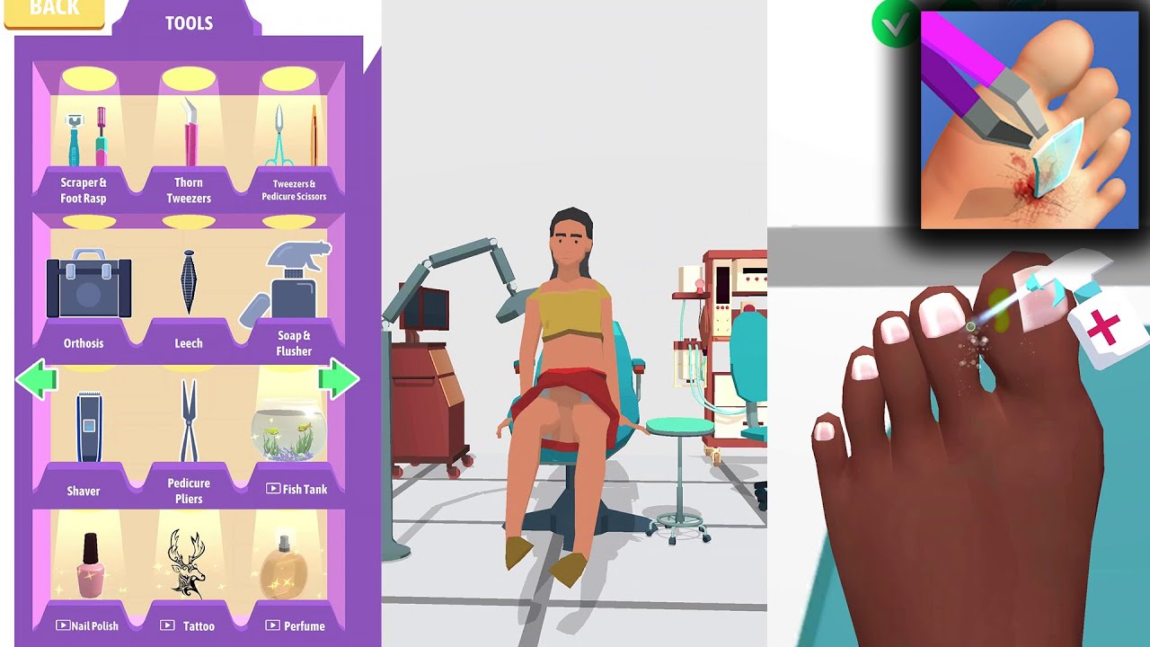 Foot Clinic - ASMR Feet Care - Android, iOS Game Play - YouTube