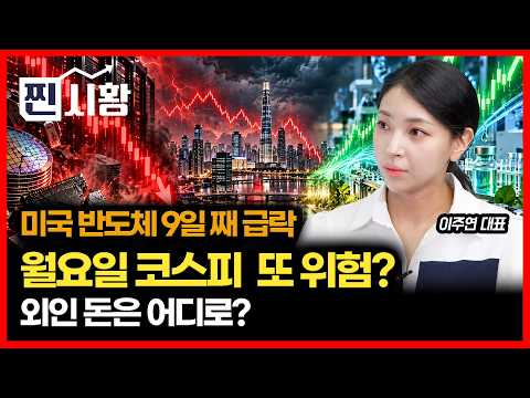 [#찐시황]  “월요일 증시 어떻게 될까?!” 美 반도체 9연속 하락 / 외국인이 한국 반도체 팔고 사는 것은?    | 이주연 대표