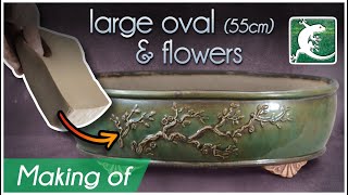 Making of a big oval bonsai pot with clay 🌸