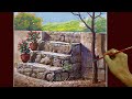 Acrylic Landscape Painting in Time-lapse / Concrete Stairway / JMLisondra