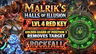 Malrik's Halls Of Illusion - Lvl 4 Red Key | Golden Guard At Position 3 Removing Targets & Rockfall