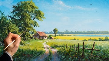 👍 Acrylic Landscape Painting - Spring / Easy Art / Drawing Lessons / Satisfying Relaxing / Акрил