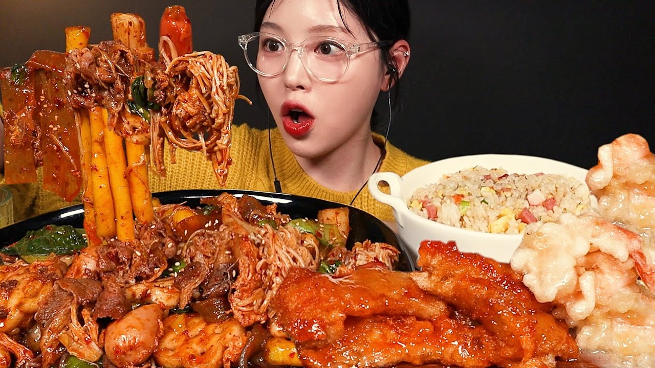 SUB)매콤얼얼 마라샹궈 먹방!🔥꿔바로우 크림새우 계란볶음밥까지 꿀조합 Spicy Mala Xiang Guo Mukbang Asmr