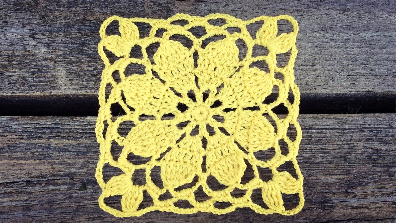 Crochet Lace Flower Square Motif Tutorial Part 1 of 2 - YouTube