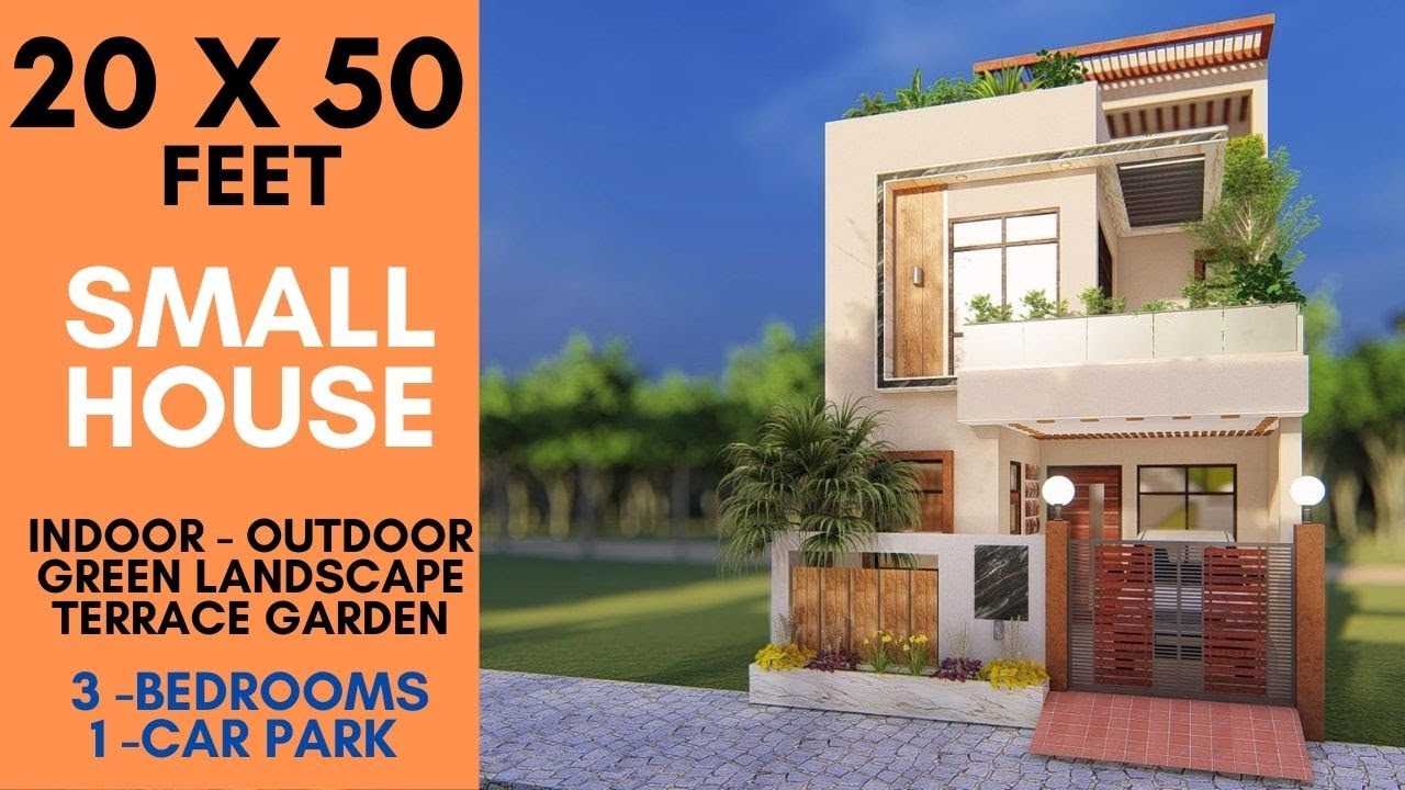 20X50 feet Small House Design | Inside - Outside Green | Landscape ...