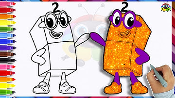 (Numberblocks)How To Draw NUMBERBLOCK 2 Coloring Glitters| Learn Numberblocks Drawing Tutorials Easy