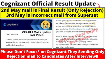 Cognizant Official Final Result Update, 2nd May mail is Final Result | 3rd May mail is Incorrect