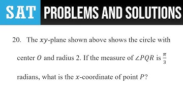 20. The xy-plane shown above shows the circle with center O and radius 2. If the measure of ∠PQR is