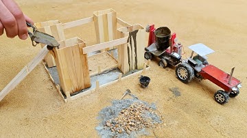 diy tractor making science project || concrete bridge |cow miniature | how to make slime projects