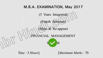 2017 Dcrust MBA 4th Sem Financial Management Question Paper