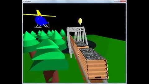 Tren y helicóptero en Open GL (con glut.h)