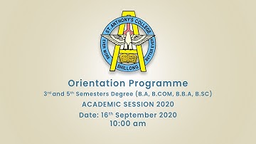 Orientation Programme | 16th September 2020 | 10:00 am (3rd and 5th Semester-BA, BBA, BCOM, BSC, PG)