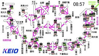 京王線 朝ラッシュ時の運行略図 京王線 朝ラッシュ時の運行略図