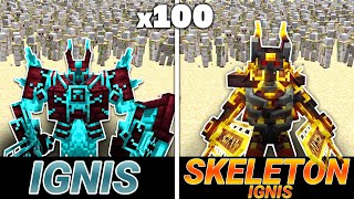 Ingis vs Ignis Skeleton vs 100 Every Minecraft Mob in Minecraft(L_Enders_Cataclysm vs Mutantmore)