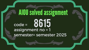 8615 AIOU Assignment no 1 Solution | Spring 2025 | #8615