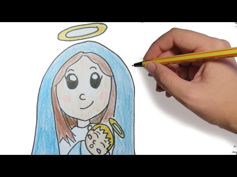 Como Dibujar A La Virgen Para Navidad Paso A Paso Facil Dibujos