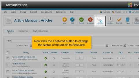 How to create Featured(Front page) Articles in Joomla