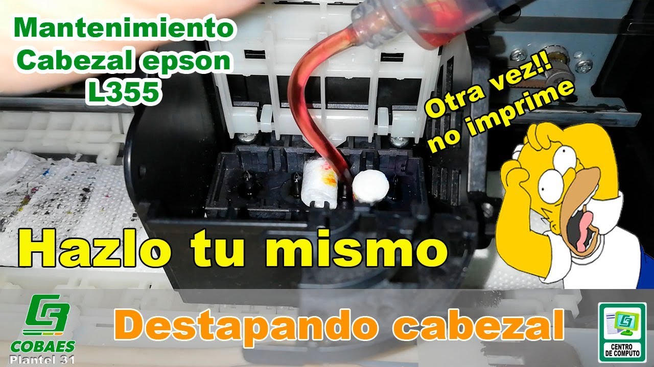 Mantenimiento Cabezal EPSON - SOLUCIÓN Impresora no imprime - Limpieza  Cabezal L355 - YouTube