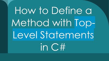 How to Define a Method with Top-Level Statements in C#