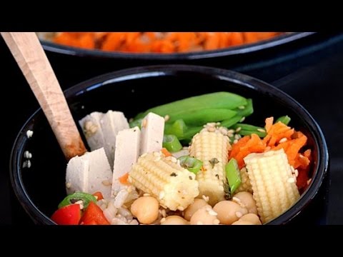 Tofu Chickpeas Peas Fried Rice Buddha Bowl Recipe