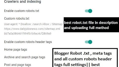 Blogger Robot .txt , meta tags and all custom robots header tags full settings|| best robot.txt info