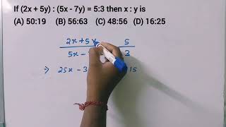 If (2x + 5y) : (5x - 7y) = 5:3 then x:y is