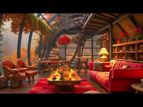 Smooth Jazz Instrumental Music for Stress Relief in Cozy Coffee Shop Ambience ☕ Autumn Jazz Music