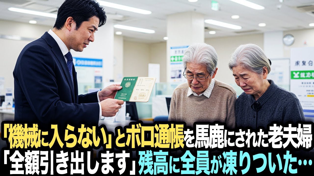 「古くてシステムで読み取れない」とボロ通帳を馬鹿にされた老夫婦。だが、彼らが「全額引き出します」と言った瞬間、その残高に行員全員が凍りついた…