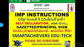 APECET! FINAL NEW UPDATE! HALLTICKET!SELF DECLARATION INSTRUCTIONS! EXAM CENTER! PROCESS OF ONLINE.