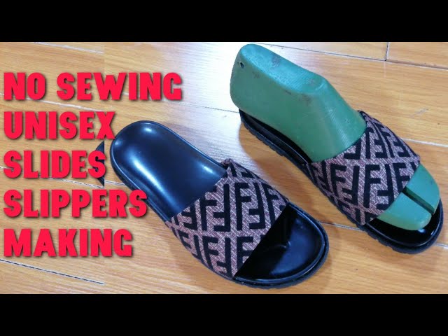 no sewing unisex slide slippers making [ shoemaking tutorial
