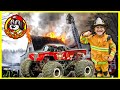 Monster Jam & Hot Wheels Fire Truck Toys - AXE & 5 Alarm to the Rescue! (July 4th Holiday Special)