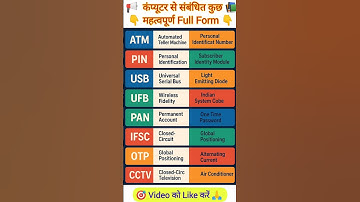 Computer related Full Form | Most Important Full Forms | Computer Abbreviations |
