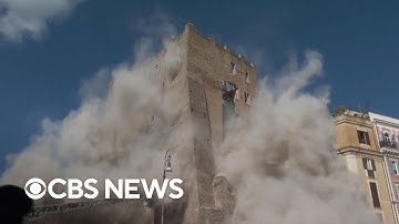 Collapse of medieval tower in Rome captured in videos