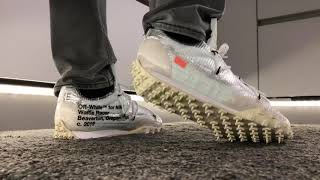 off white waffle racer on foot