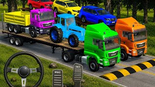 Crazy Tractor Track vs Cars | Flatbed Truck Transport Challenge | Gaon Gaming Drive. screenshot 2