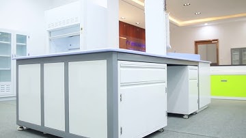 Island workbench with laboratory accessories