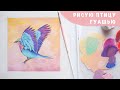 🕊 Рисую птицу гуашевыми красками