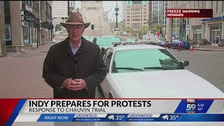 Downtown Indianapolis prepared for protests in response to Chauvin trial