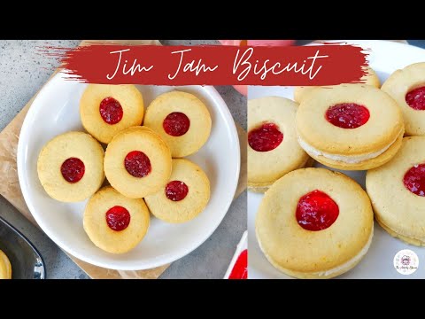 Eggless Jim Jam Biscuits |Homemade Jam x Cream Filled Cookies |Eggless Tea Time Butter Cookies