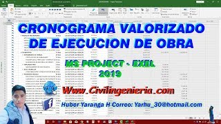 CRONOGRAMA VALORIZADO DE EJECUCIÓN DE OBRA  PROYECT 2019.