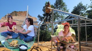 The girl has completed 70% of the house for her grandmother.