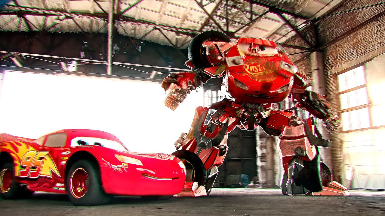 صورة فيديو : Lightning McQueen TRANSFORMERS in Real Life on Road cars