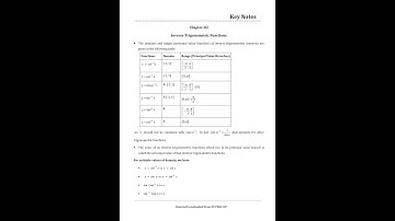 CBSE class 12 notes maths Chapter-02 Inverse Trigonometric Functions