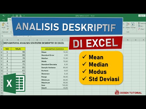 Menghitung Analisis Statistik Deskriptif di Excel | Mean, Median, Modus, Standar Deviasi