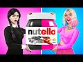 Wednesday vs enid  black vs pink color food challenge by ratata